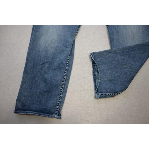 BKE Buckle Seth Straight Distressed Blue Denim Jeans Mens Size 40 x 30 - Picture 2 of 8